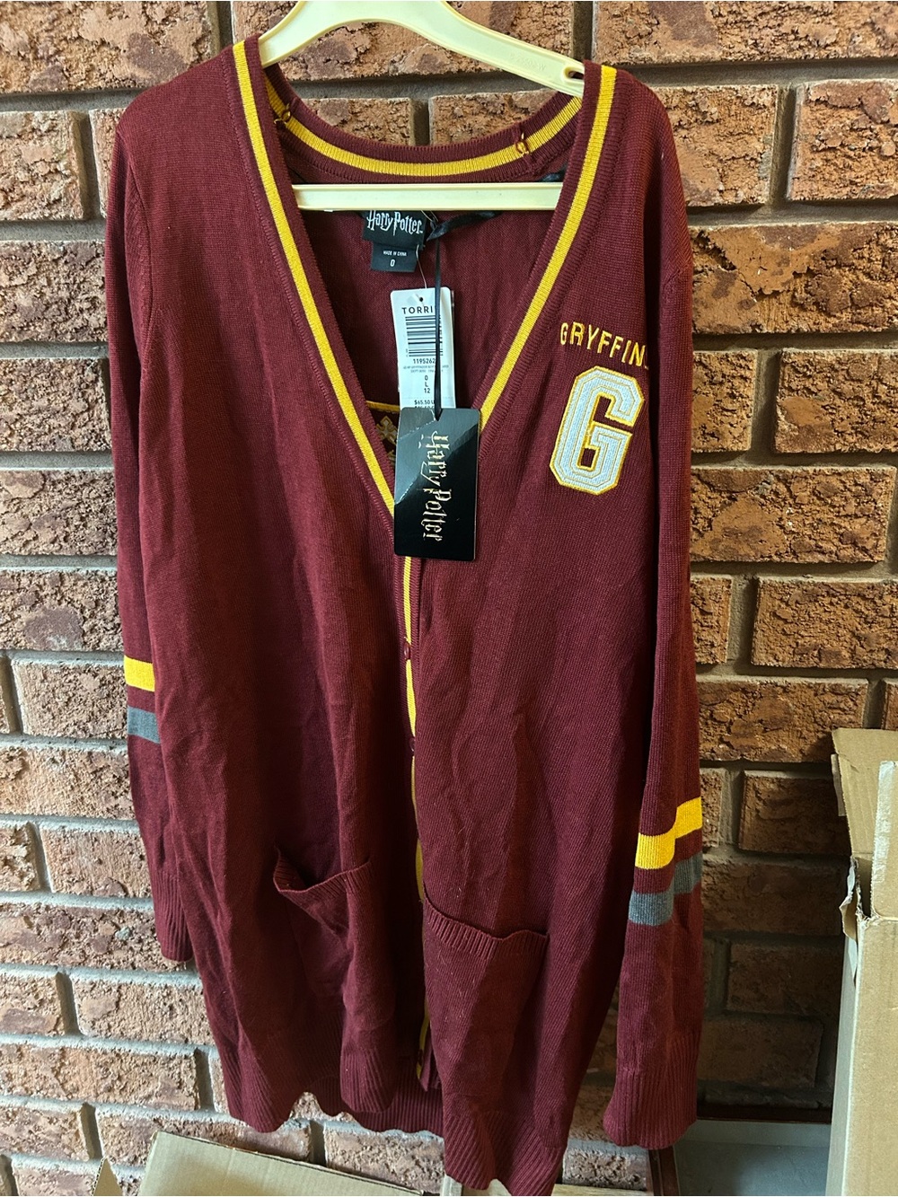 Torrid Gryffindor Burgundy and Gold Cardigan Sweater